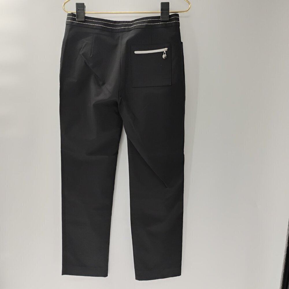 black womens dress pants straight‎ cut chanel brand sz10 with silver thread - Picture 6 of 13